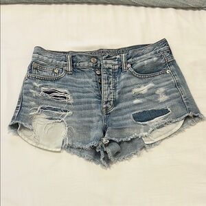 American Eagle Outfitters Light Blue Distressed Jean Shorts